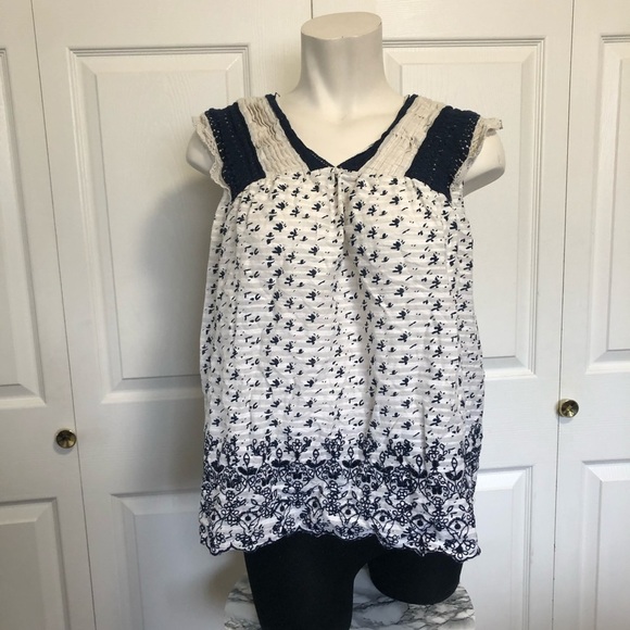 Lucky brand womens boho tassel eyelet tank top plus size 3X cottage core whimsy - Picture 1 of 3